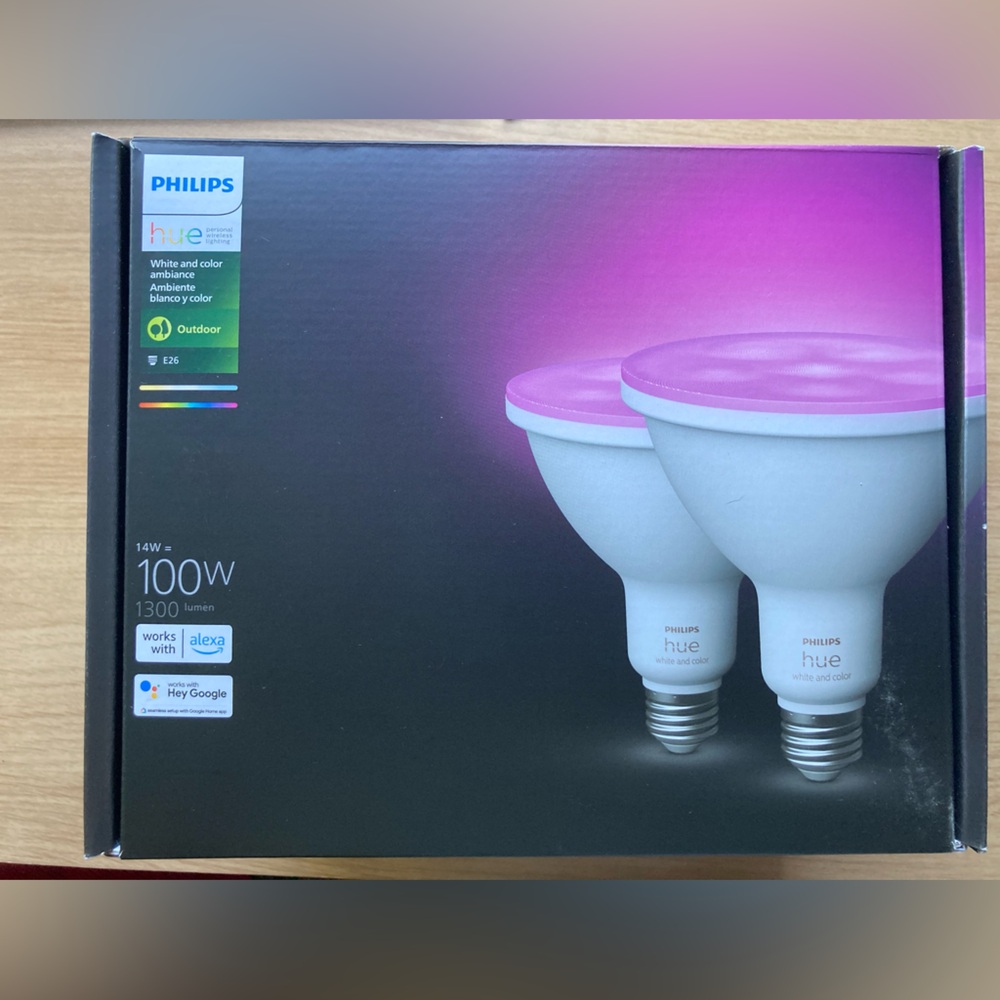 Philips Hue PAR38 100W Smart LED Bulb White and Color Ambiance 1300 Lumen 2-pack
